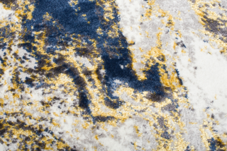 Vloerkleed Shine Marineblauw Creme Goudkleur Abstract 3D-Effect