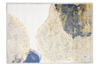 Vloerkleed Shine Creme Goudkleur Blauw Abstract 3D-Effect