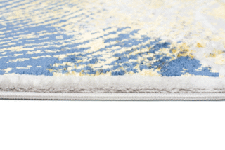 Vloerkleed Shine Creme Goudkleur Blauw Abstract 3D-Effect