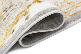 Vloerkleed Shine Creme Goudkleur Blauw Abstract 3D-Effect