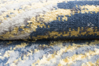 Vloerkleed Shine Creme Goudkleur Blauw Abstract 3D-Effect