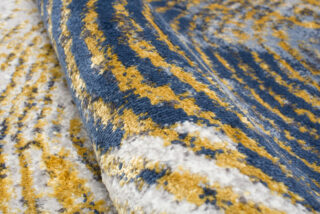 Vloerkleed Shine Creme Goudkleur Blauw Abstract 3D-Effect