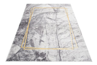 Vloerkleed Shine Grijs Goudkleur Modern Frame 3D-Effect