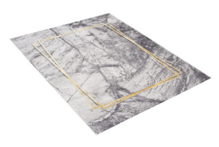 Vloerkleed Shine Grijs Goudkleur Modern Frame 3D-Effect