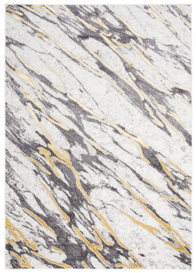 Vloerkleed Shine Grijs Goudkleur Marmer Abstract 3D-Effect