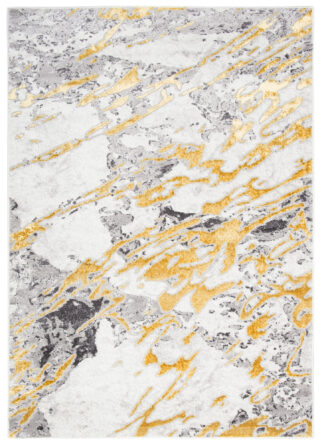 Vloerkleed Shine Creme Grijs Goudkleur Abstract 3D-Effect