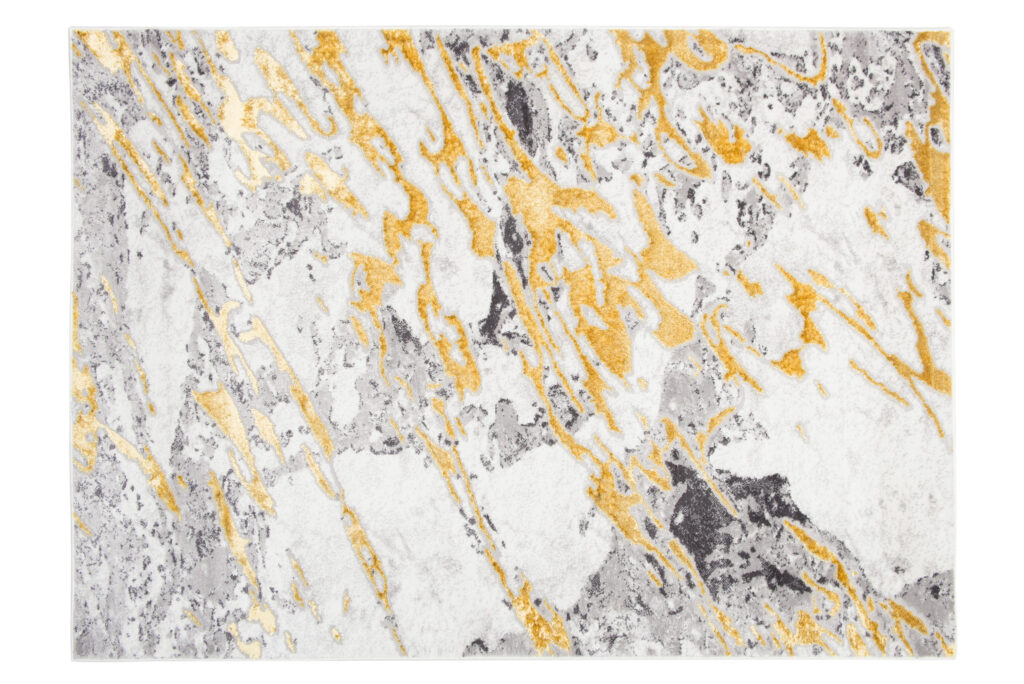 Vloerkleed Shine Creme Grijs Goudkleur Abstract 3D-Effect