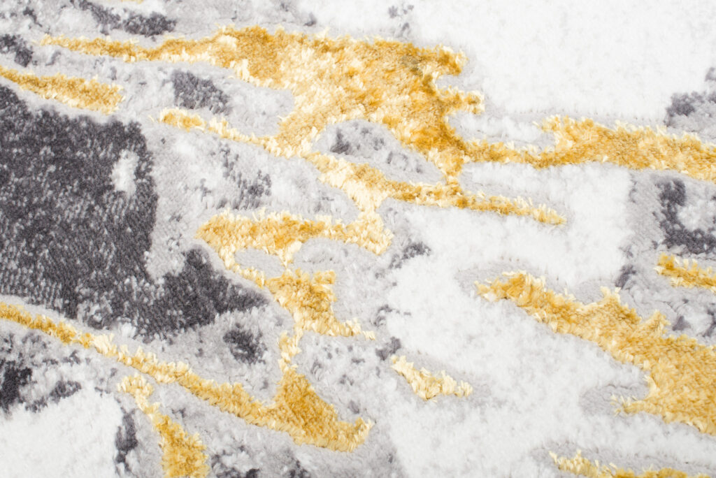 Vloerkleed Shine Creme Grijs Goudkleur Abstract 3D-Effect