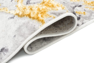Vloerkleed Shine Creme Grijs Goudkleur Abstract 3D-Effect