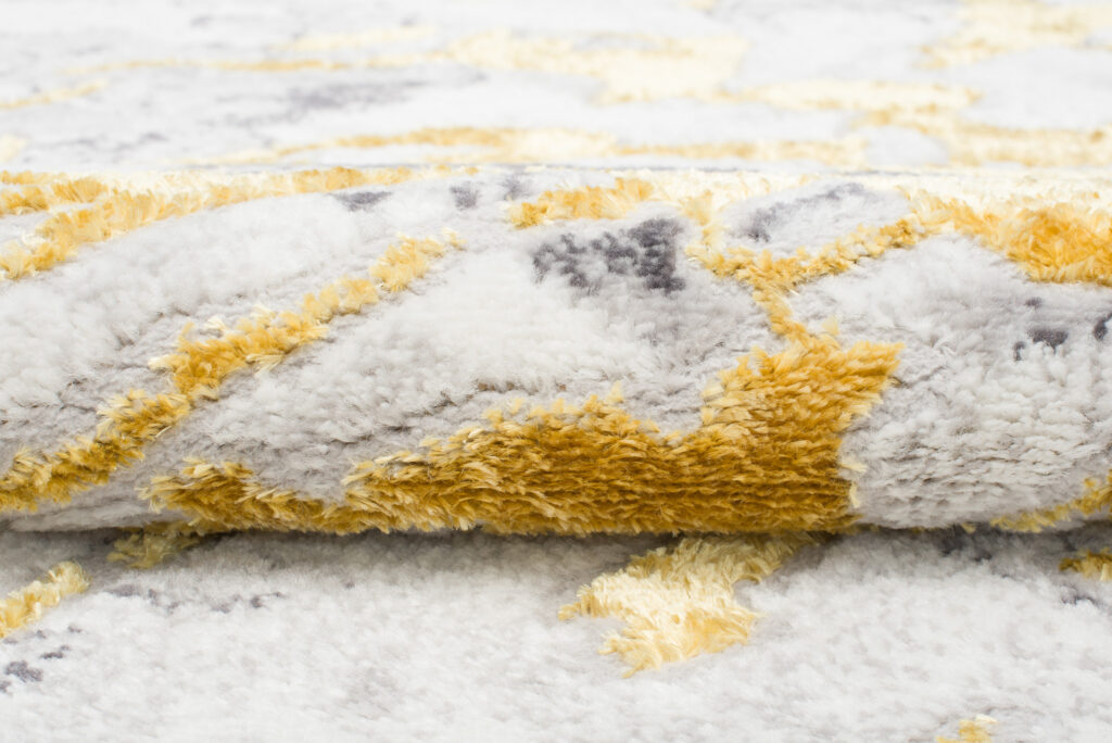 Vloerkleed Shine Creme Grijs Goudkleur Abstract 3D-Effect