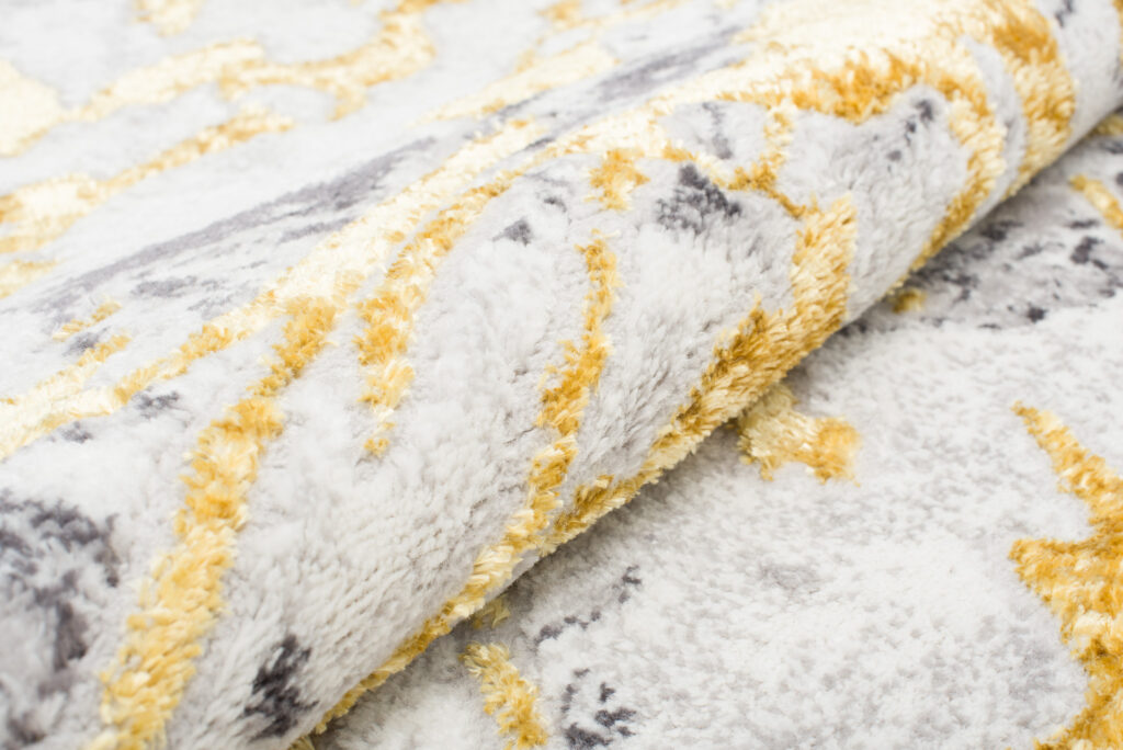 Vloerkleed Shine Creme Grijs Goudkleur Abstract 3D-Effect