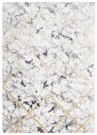 Vloerkleed Shine Grijs Goudkleur Geometrisch Lijnen 3D-Effect