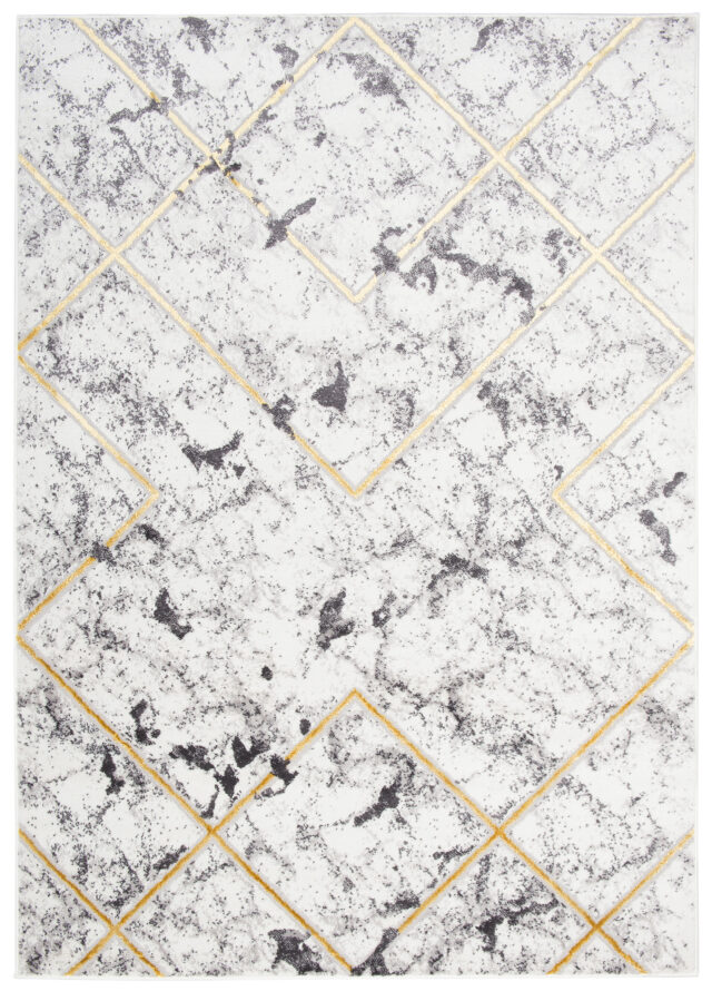 Vloerkleed Shine Grijs Goudkleur Geometrisch Lijnen 3D-Effect