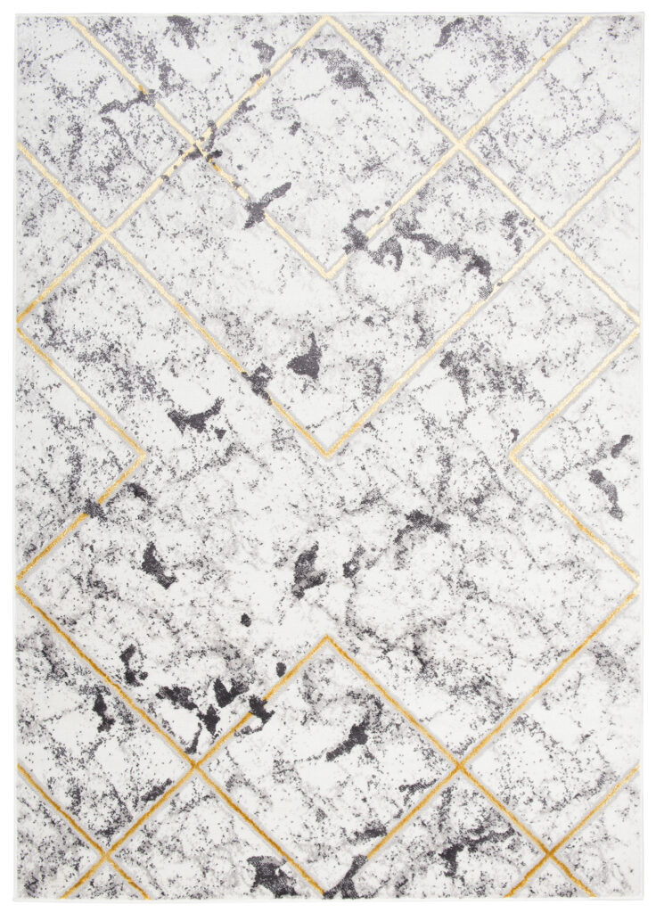 Vloerkleed Shine Grijs Goudkleur Geometrisch Lijnen 3D-Effect