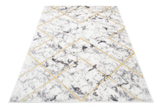 Vloerkleed Shine Grijs Goudkleur Geometrisch Lijnen 3D-Effect