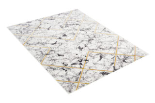 Vloerkleed Shine Grijs Goudkleur Geometrisch Lijnen 3D-Effect
