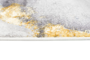 Vloerkleed Shine Creme Grijs Blauw Goudkleur Marmer 3D-Effect