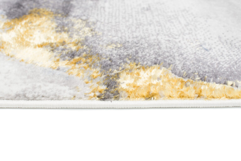 Vloerkleed Shine Creme Grijs Blauw Goudkleur Marmer 3D-Effect