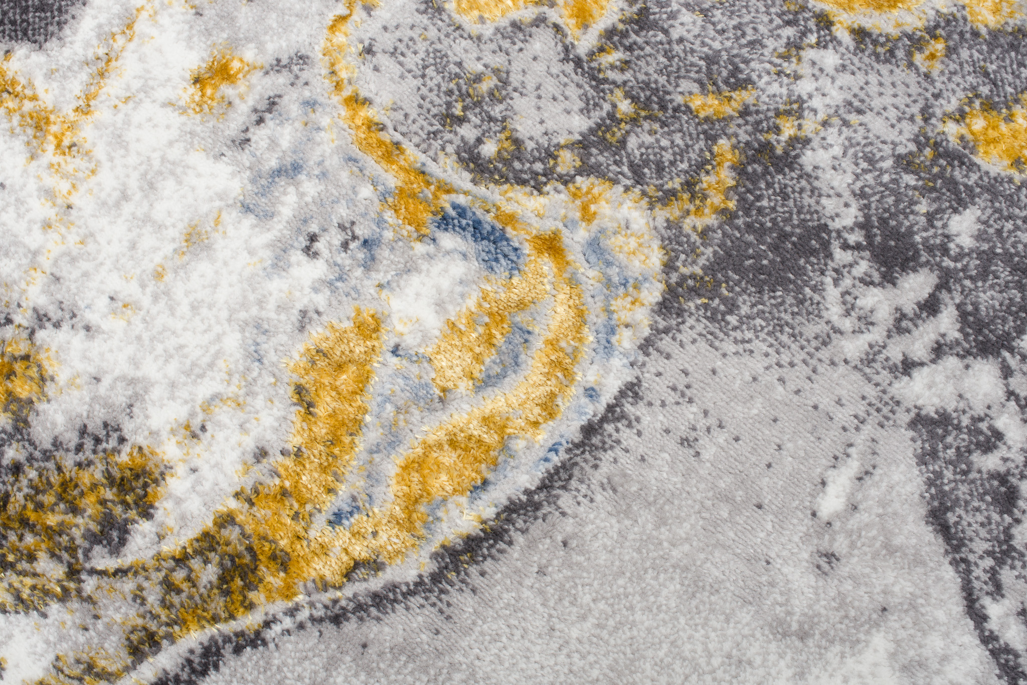 Vloerkleed Shine Creme Grijs Blauw Goudkleur Marmer 3D-Effect