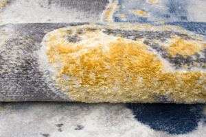 Vloerkleed Shine Creme Grijs Blauw Goudkleur Marmer 3D-Effect