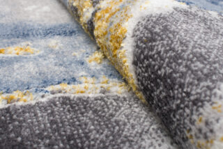Vloerkleed Shine Creme Grijs Blauw Goudkleur Marmer 3D-Effect
