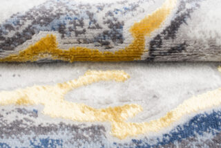 Vloerkleed Shine Grijs Blauw Goud Golven Lijnen Abstract