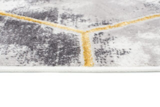 Vloerkleed Shine Grijs Goudkleur Zeshoek Geometrisch 3D-Effect