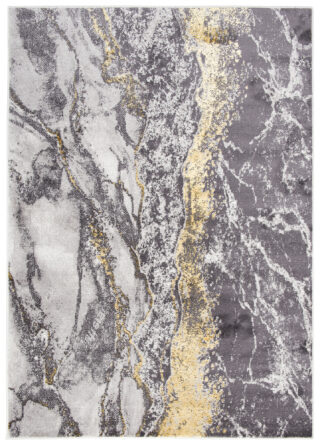 Vloerkleed Shine Grijs Goudkleur Modern Marmer 3D-Effect