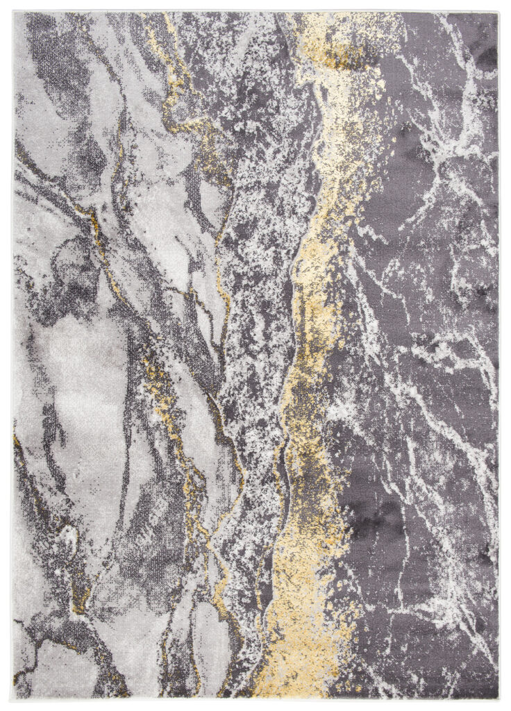 Vloerkleed Shine Grijs Goudkleur Modern Marmer 3D-Effect