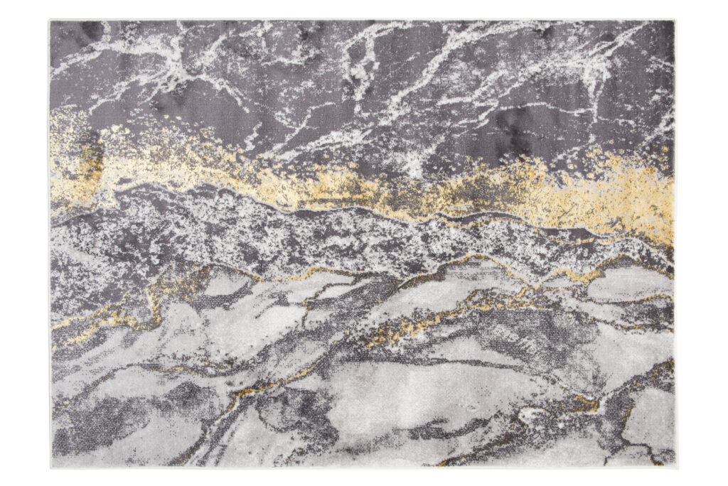 Vloerkleed Shine Grijs Goudkleur Modern Marmer 3D-Effect