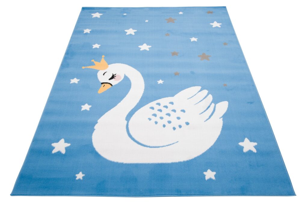 Vloerkleed Jolly Zwaan Sterren Blauw Trendy Woonsfeer