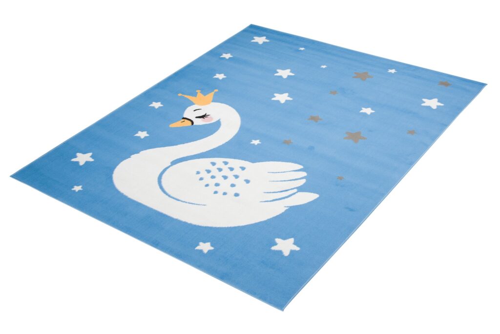 Vloerkleed Jolly Zwaan Sterren Blauw Trendy Woonsfeer