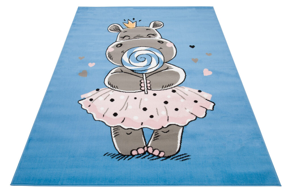 Vloerkleed Jolly Nijlpaard Hoogwaardig Blauw Woonsfeer