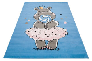 Vloerkleed Jolly Nijlpaard Hoogwaardig Blauw Woonsfeer