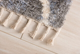 Vloerkleed Versay Fringes Donkergrijs Creme Boho Kwastjes