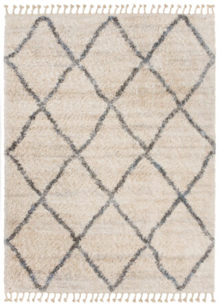Vloerkleed Versay Fringes Creme Boho Kwastjes Woonsfeer