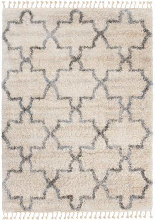 Vloerkleed Versay Fringes Kwastjes Creme Boho Marokkaanse Trellis