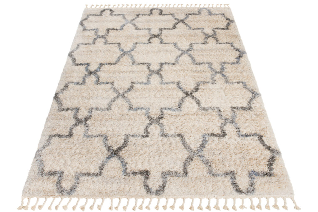 Vloerkleed Versay Fringes Kwastjes Creme Boho Marokkaanse Trellis