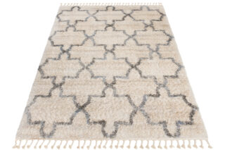Vloerkleed Versay Fringes Kwastjes Creme Boho Marokkaanse Trellis