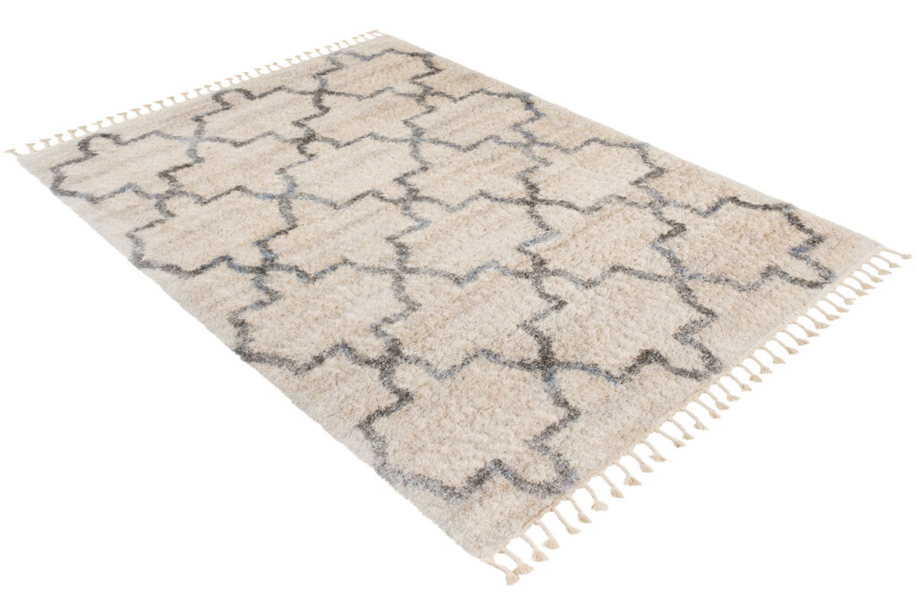 Vloerkleed Versay Fringes Kwastjes Creme Boho Marokkaanse Trellis