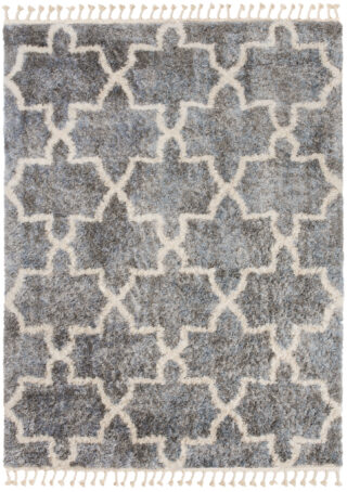 Vloerkleed Versay Fringes Donkergrijs Boho Marokkaanse Trellis
