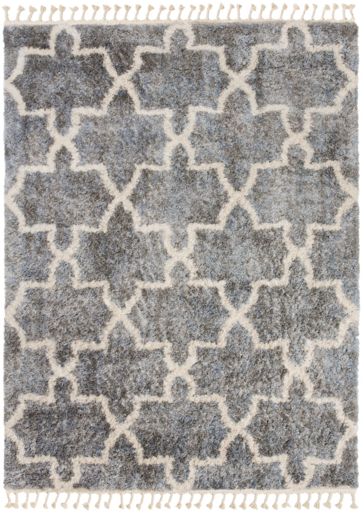 Vloerkleed Versay Fringes Donkergrijs Boho Marokkaanse Trellis
