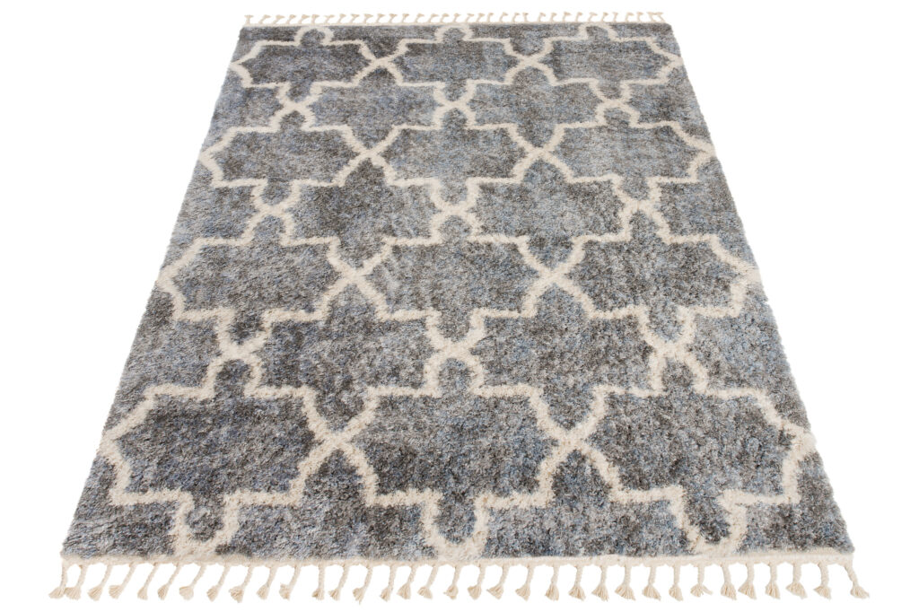 Vloerkleed Versay Fringes Donkergrijs Boho Marokkaanse Trellis