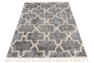 Vloerkleed Versay Fringes Donkergrijs Boho Marokkaanse Trellis