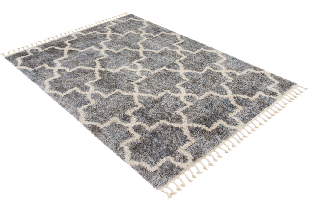 Vloerkleed Versay Fringes Donkergrijs Boho Marokkaanse Trellis