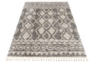 Vloerkleed Versay Fringes Donkergrijs Creme Boho Kwastjes