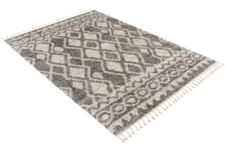 Vloerkleed Versay Fringes Donkergrijs Creme Boho Kwastjes