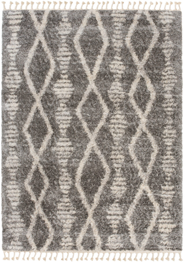 Vloerkleed Versay Fringes Donkergrijs Boho Kwastjes Woonsfeer