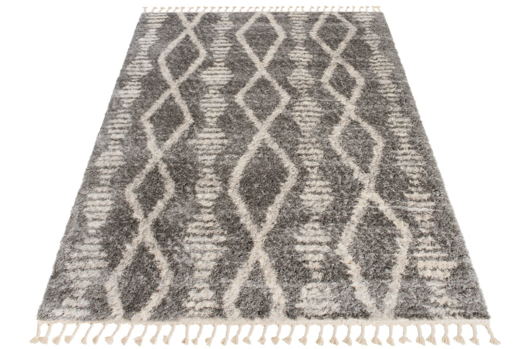 Vloerkleed Versay Fringes Donkergrijs Boho Kwastjes Woonsfeer