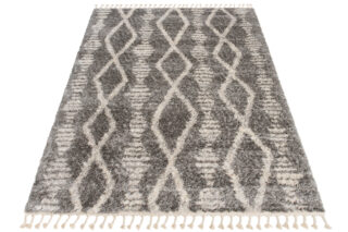 Vloerkleed Versay Fringes Donkergrijs Boho Kwastjes Woonsfeer